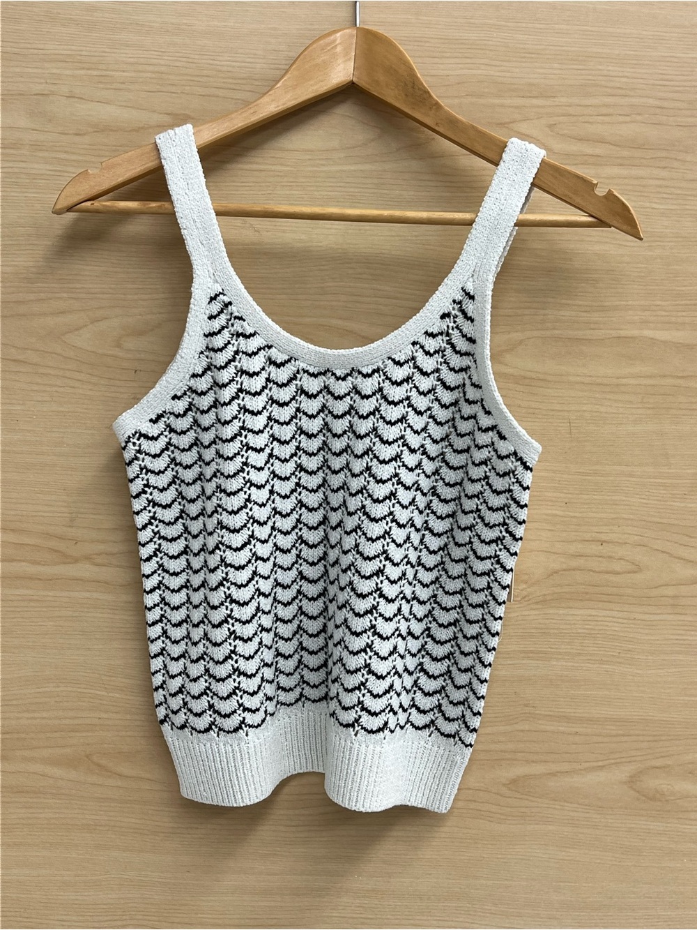 Scotch & Soda White and Black Knit Scoop Neck Tank